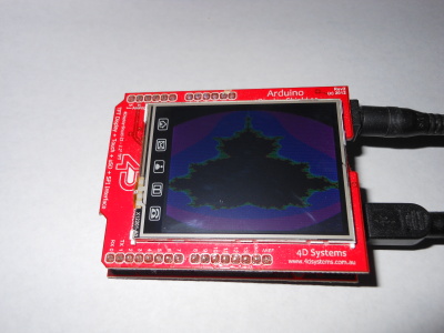 chipkit with LCD shield drawing a Mandelbrot