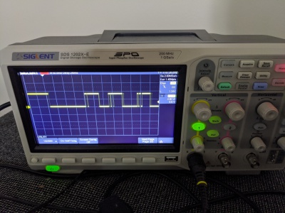 Oscilloscope showing modem data after LM567