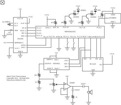 Talking alarm clock thermometer schematic