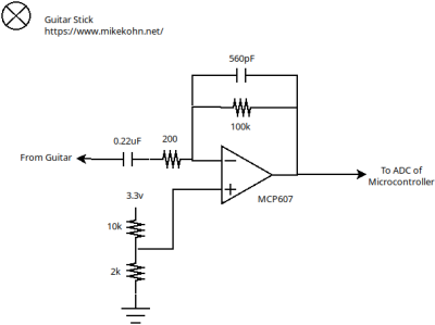 Guitar Joystick opamp schematic