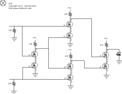 XOR from transistors schematic
